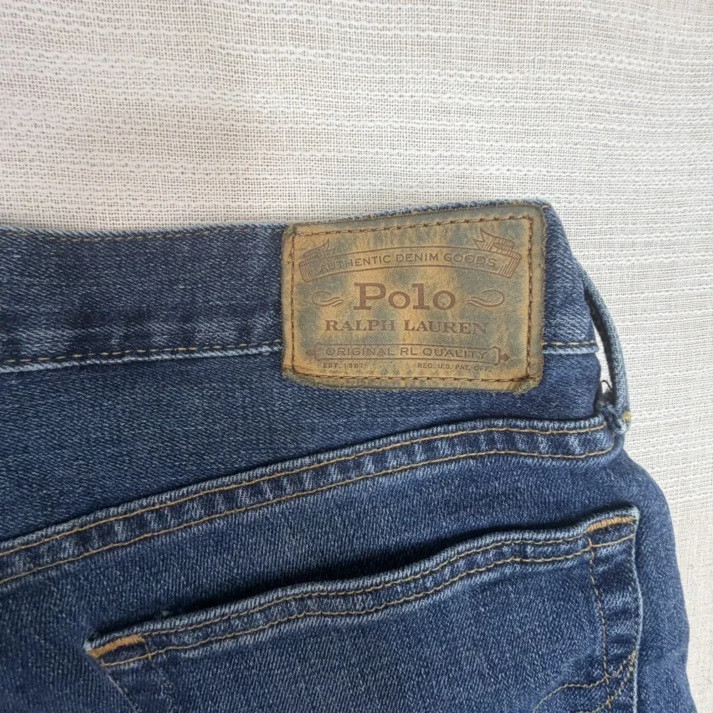 Polo Ralph Lauren Varick Slim Straight Men's Jeans Sz 34x33 Med Wash Whiskering